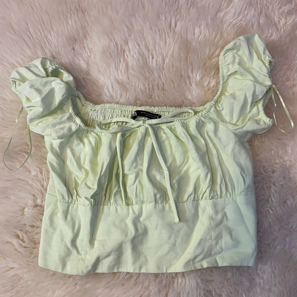 Zara Green cropped shirt